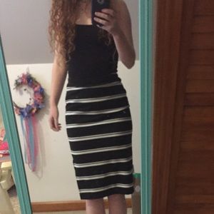 Black striped pencil skirt